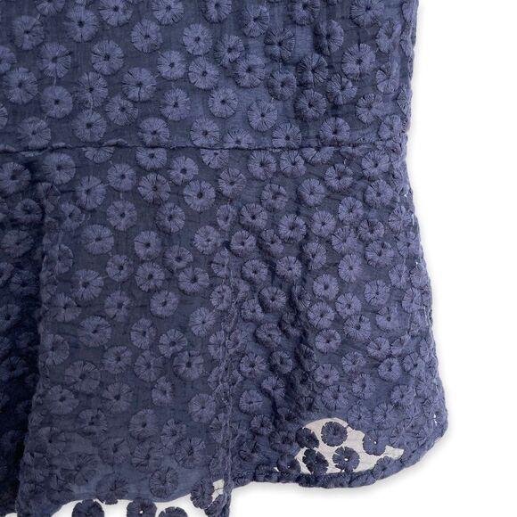 Banana Republic Floral Embroidered Peplum Button-Front Shirt in Navy - Picture 8 of 9